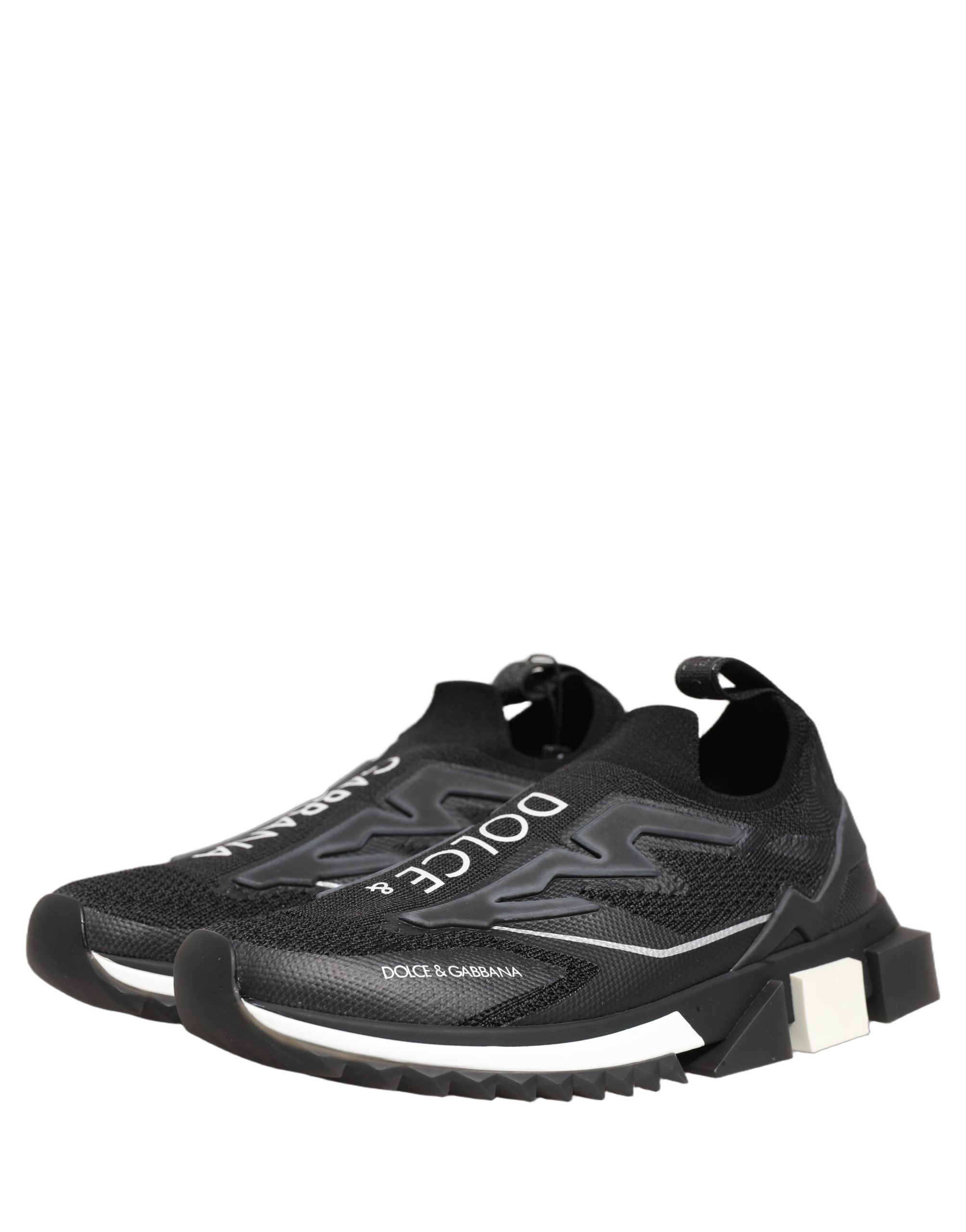 Dolce & Gabbana Black White Sorrento Slip-On Logo Sneakers Shoes Dolce & Gabbana
