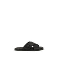 Fendi Black Calf Leather Bos Taurus Flat Sandals - Eljoys Fashion 