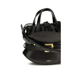 Balmain black calf leather Bos Taurus shoulder bag with gold-tone hardware and structured design.