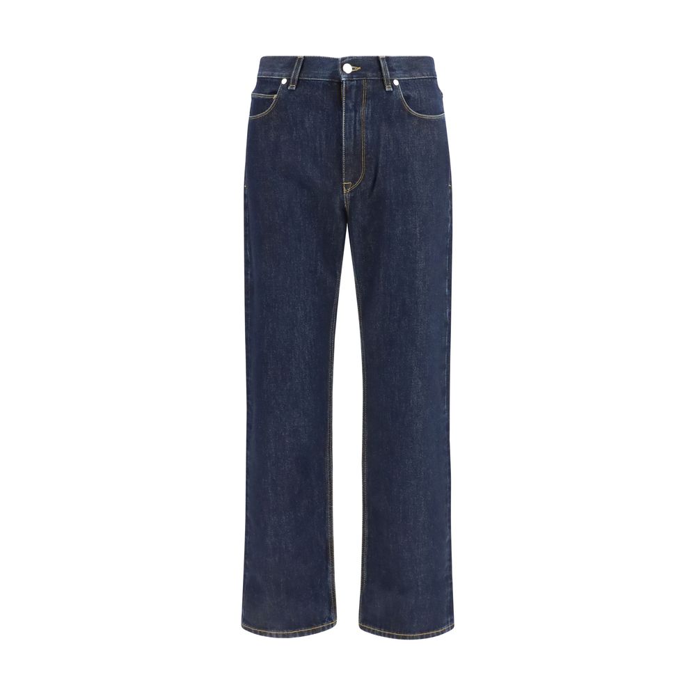 Fendi Blue Cotton Straight-Leg Jeans Fendi