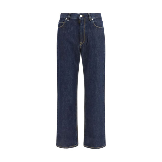 Fendi Blue Cotton Straight-Leg Jeans Fendi