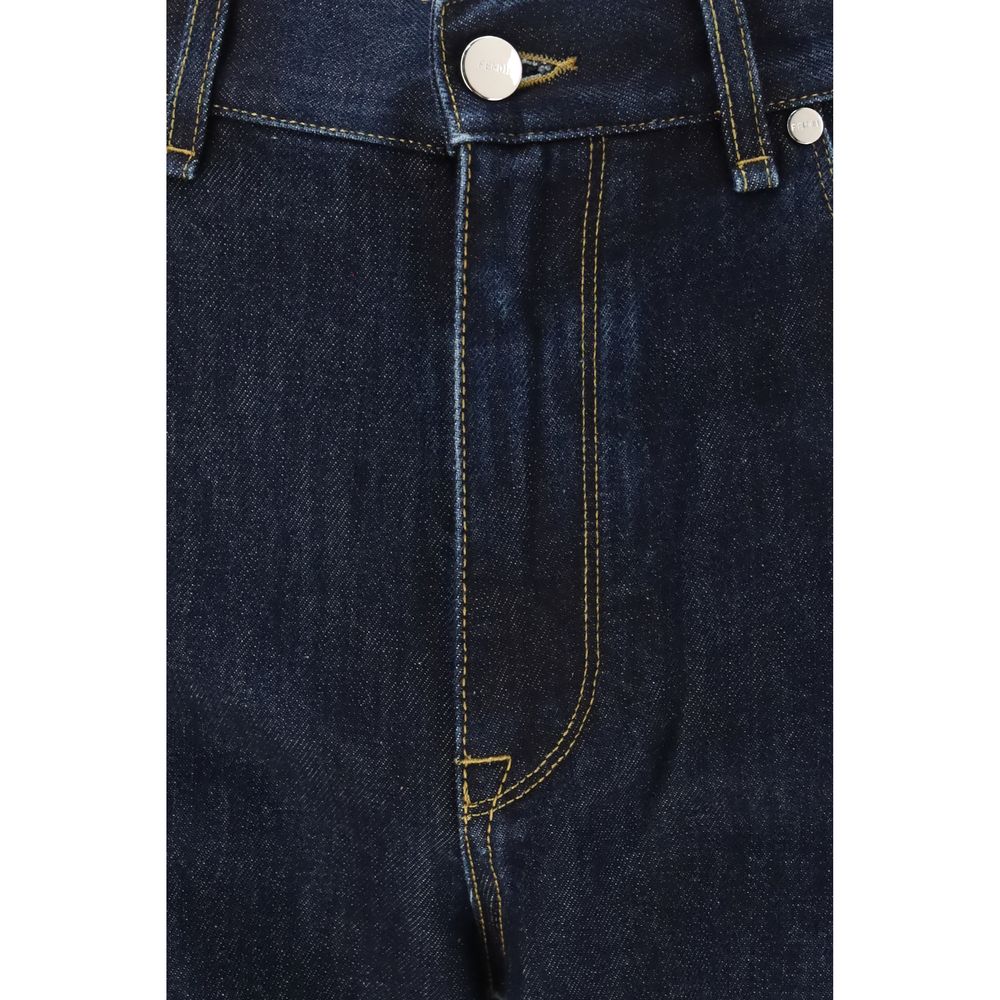 Fendi Blue Cotton Straight-Leg Jeans Fendi