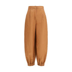 Fendi Brown Linen Casual Pants