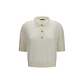 White wool Balmain Aries Polo Shirt with ribbed collar and cuffs, featuring a classic fit and subtle branding details.
