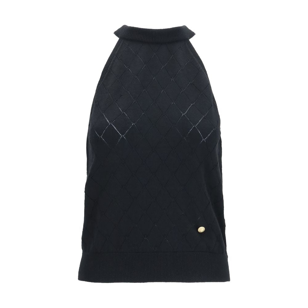 Balmain Black Wool Oves Aries Sleeveles T-Shirt Balmain