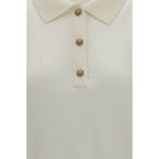 White Wool Oves Aries Polo Shirt by Balmain, featuring a classic fit, ribbed collar, and embroidered Aries logo on the chest.