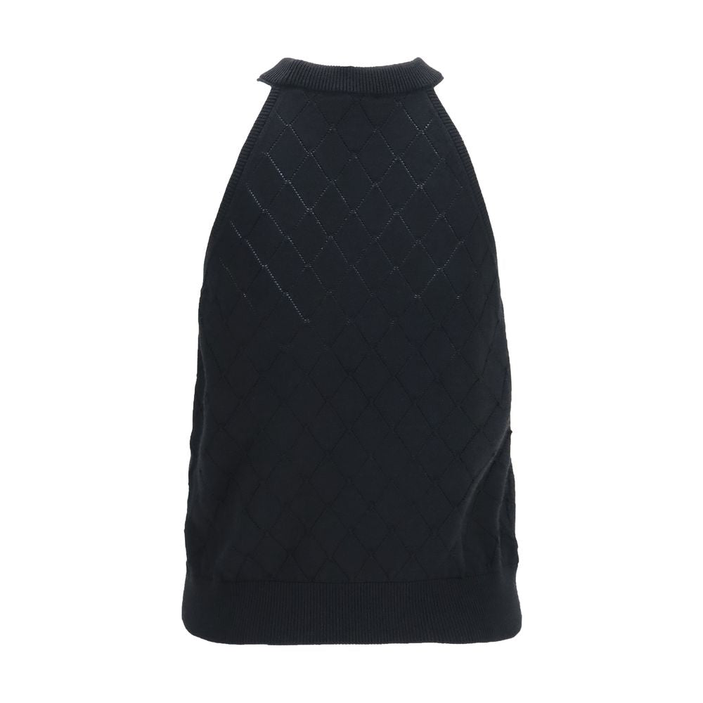 Balmain Black Wool Oves Aries Sleeveles T-Shirt Balmain