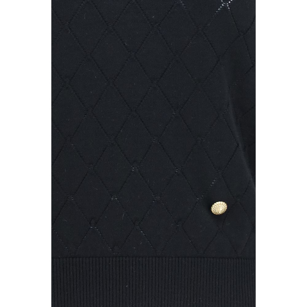 Balmain Black Wool Oves Aries Sleeveles T-Shirt Balmain