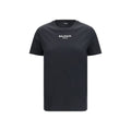 Balmain black cotton T-shirt with classic crew neck and minimalist design, displayed on a plain background.