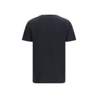 Balmain black cotton T-shirt displayed flat, featuring a classic crew neck and minimalist design.