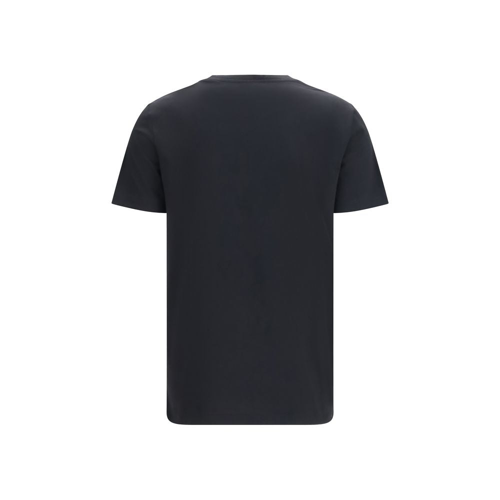Balmain black cotton T-shirt displayed flat, featuring a classic crew neck and minimalist design.