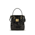 Balmain black calf leather Bos Taurus basket bag with structured design and top handles, showcasing luxury craftsmanship.