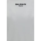 Balmain white cotton T-shirt with classic crew neck and short sleeves, crafted from soft, breathable fabric for everyday wear.