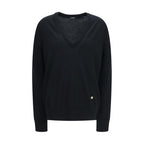 Balmain black wool oversized Aries sweatshirt with bold graphic design and ribbed cuffs, perfect for casualwear.
