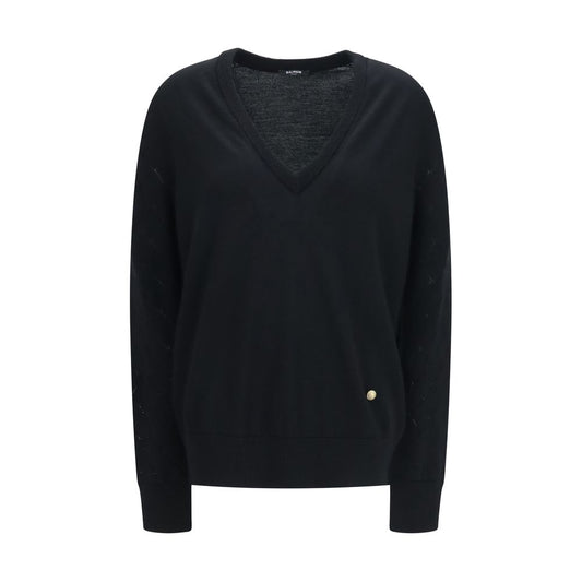 Balmain Black Wool Oves Aries Sweatshirt Balmain