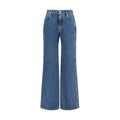 Balmain blue cotton denim jeans with classic five-pocket design and straight-leg fit.
