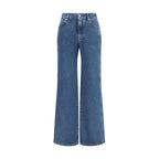 Balmain blue cotton denim jeans with classic five-pocket design and straight-leg fit.