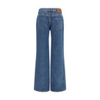 Balmain blue cotton denim jeans featuring classic five-pocket design and slim fit cut.