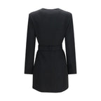 Balmain black wool blazer with Aries embroidery, tailored fit, featuring classic lapels and structured design.
