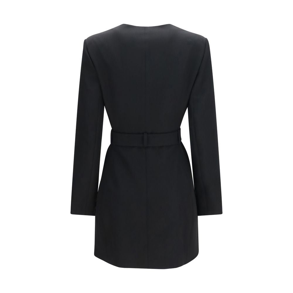 Balmain black wool blazer with Aries embroidery, tailored fit, featuring classic lapels and structured design.