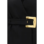 Balmain black wool blazer with structured shoulders and front button closure, stylish blazer for men or women.