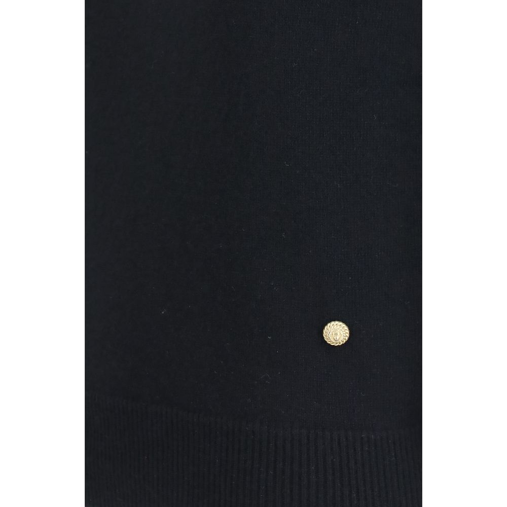 Balmain black wool sleeveless sweater featuring a textured Aries design, stylish and warm for modern fashion.