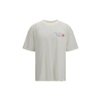 White cotton T-shirt by Represent, featuring a classic fit with minimal branding, displayed flat on a white background.