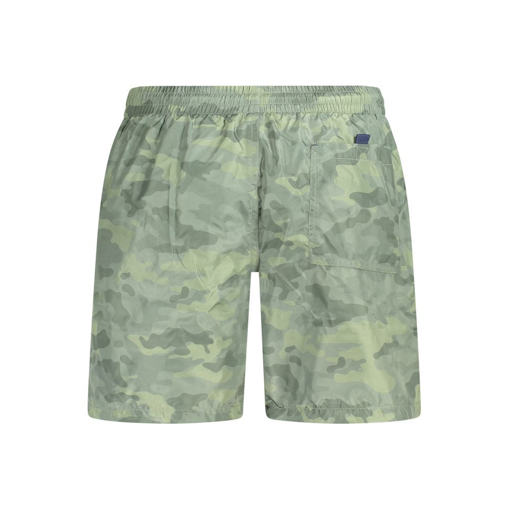 Norway 1963 Verde polyester men's boxer shorts with elastic waistband and relaxed fit, shown on a plain background.