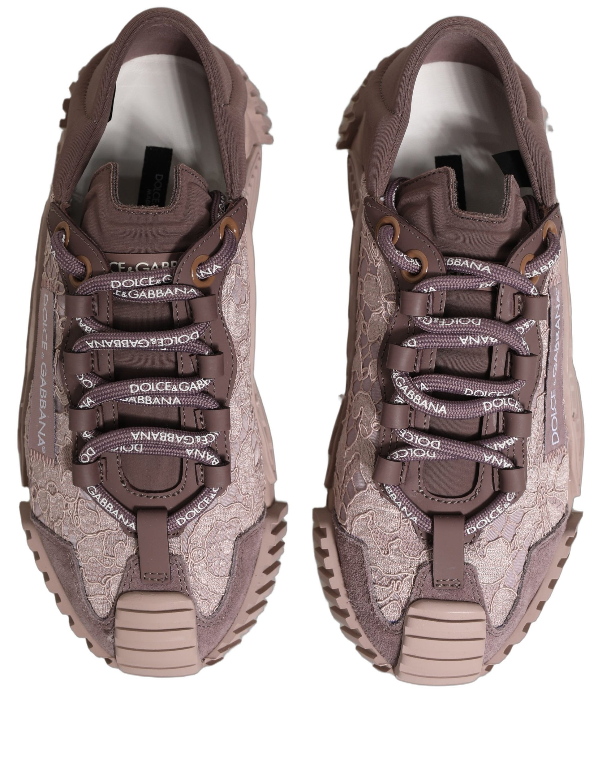 Dolce & Gabbana Pink Lace NS1 Low Top Sneaker Sports Shoes Dolce & Gabbana