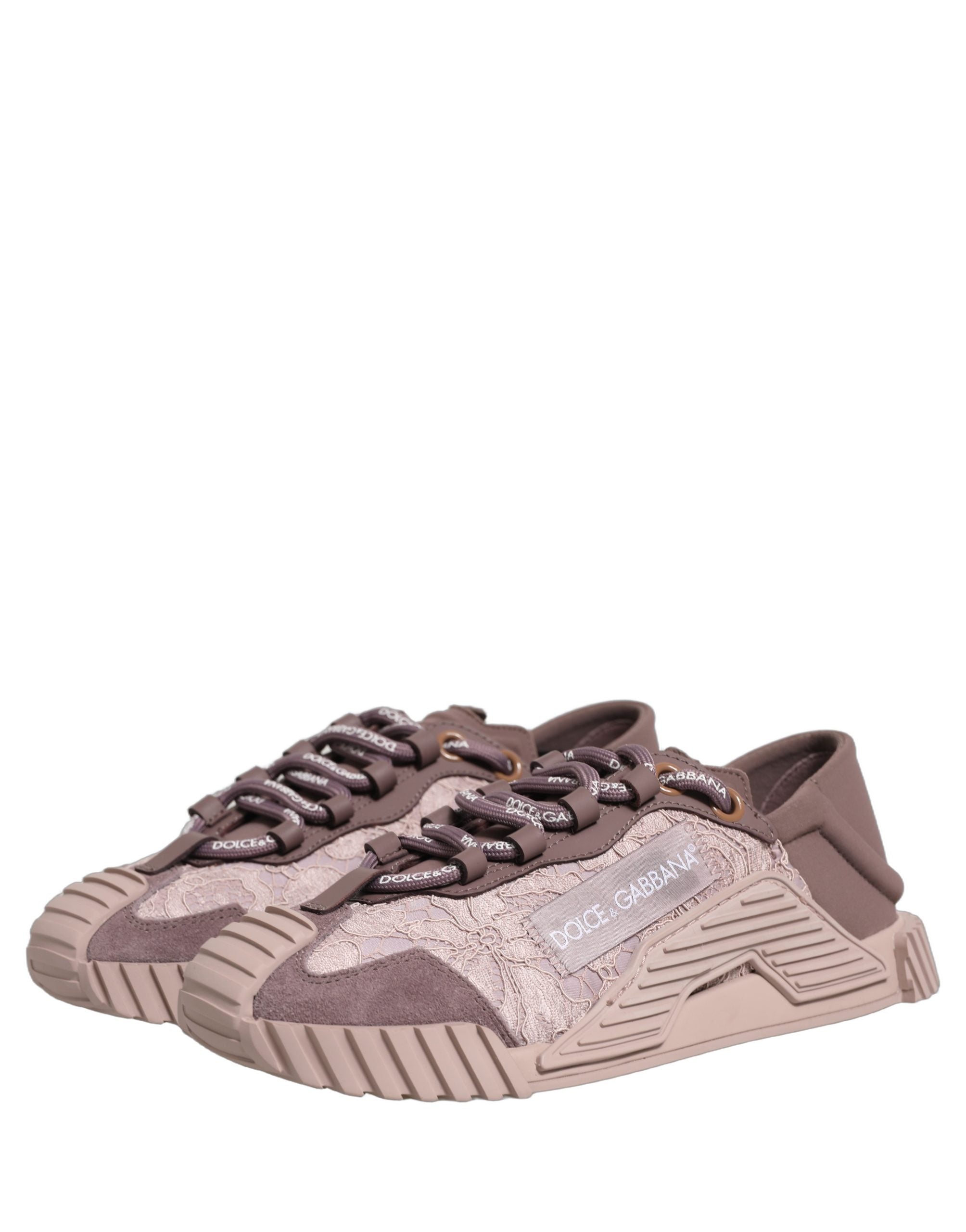 Dolce & Gabbana Pink Lace NS1 Low Top Sneaker Sports Shoes Dolce & Gabbana