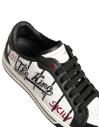 Dolce & Gabbana White Black DG Logo King Patch Low-Top Sneaker Shoes Dolce & Gabbana