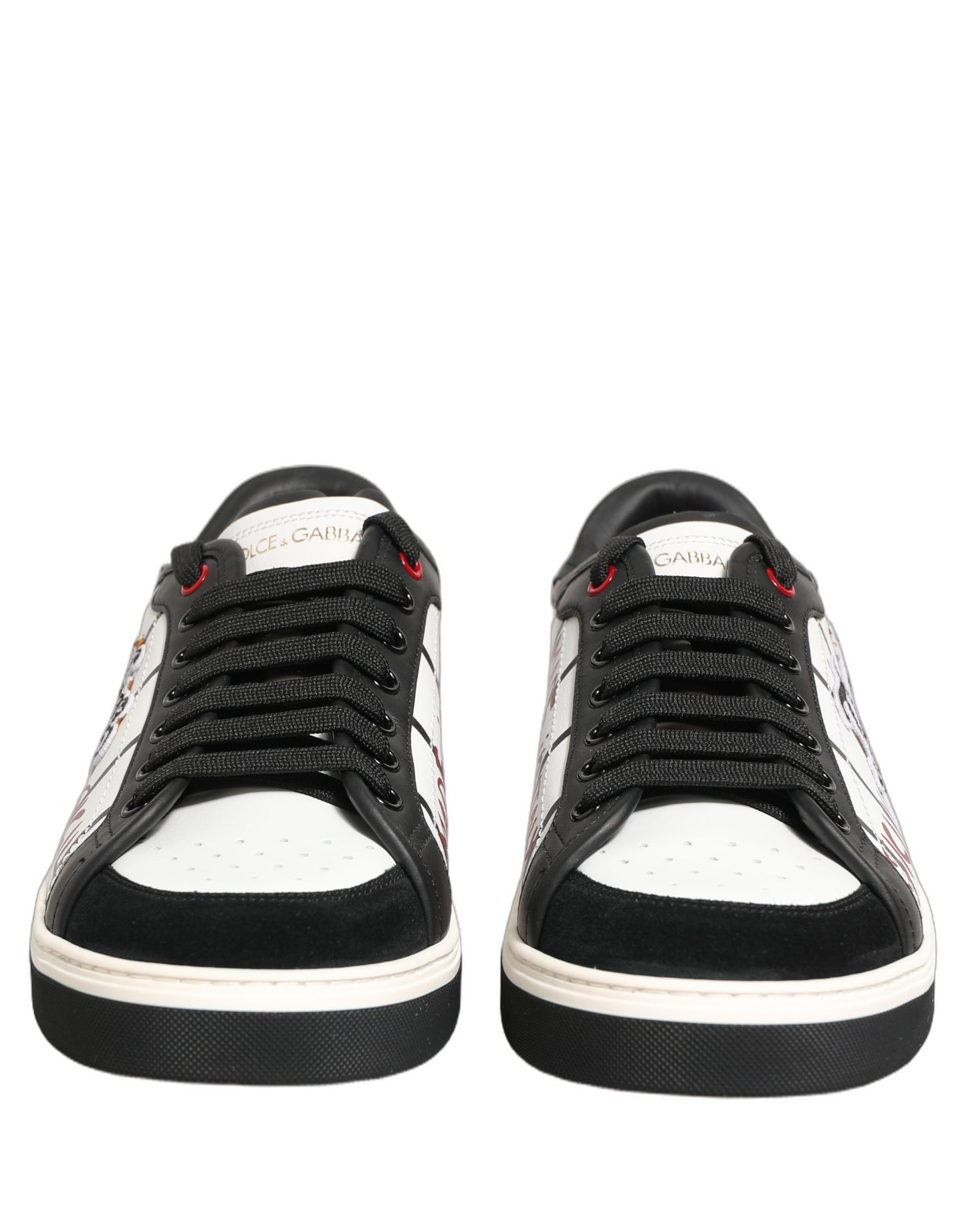 Dolce & Gabbana White Black DG Logo King Patch Low-Top Sneaker Shoes Dolce & Gabbana