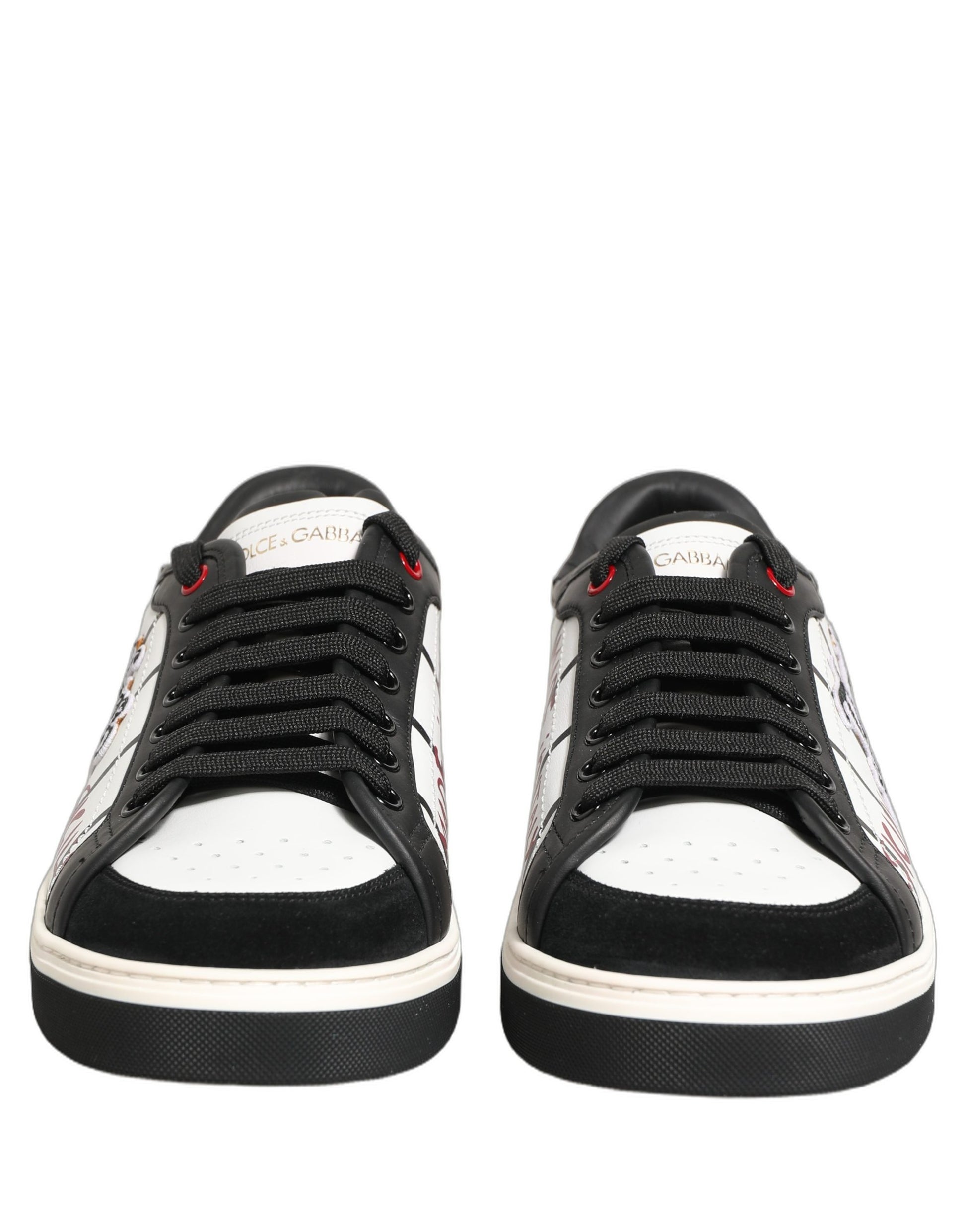 Dolce & Gabbana White Black DG Logo King Patch Low-Top Sneaker Shoes Dolce & Gabbana