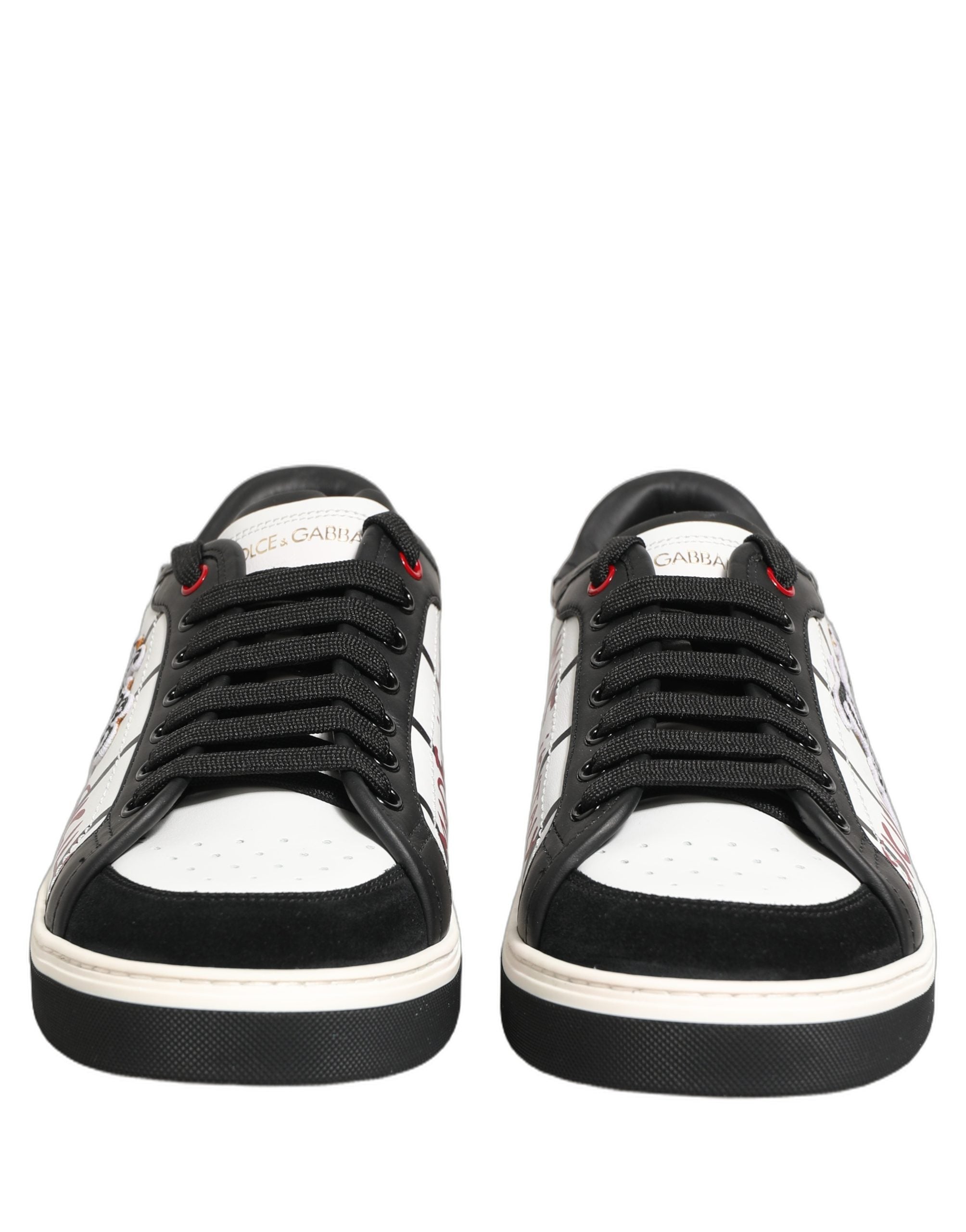 Dolce & Gabbana White Black DG Logo King Patch Low-Top Sneaker Shoes Dolce & Gabbana