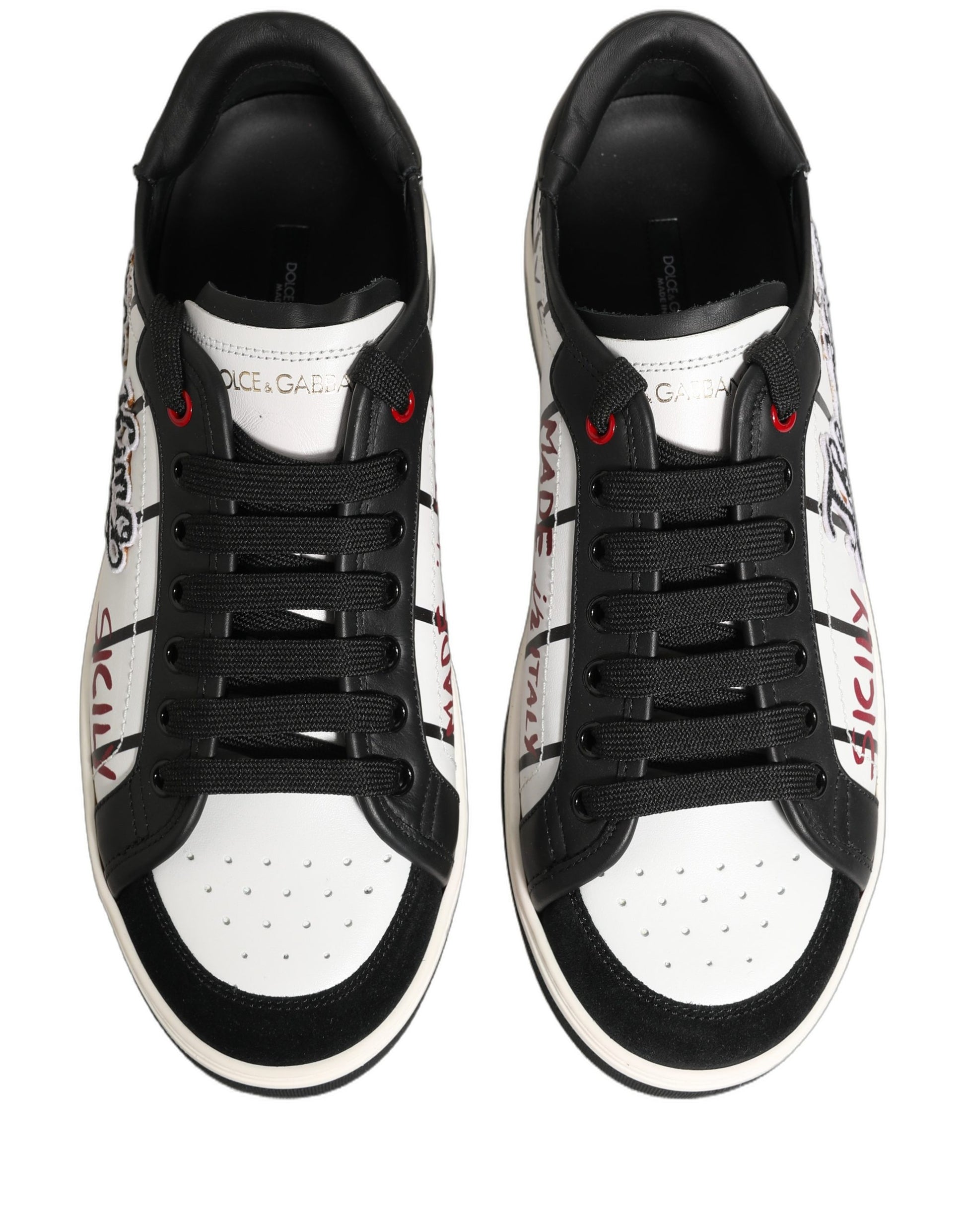 Dolce & Gabbana White Black DG Logo King Patch Low-Top Sneaker Shoes Dolce & Gabbana