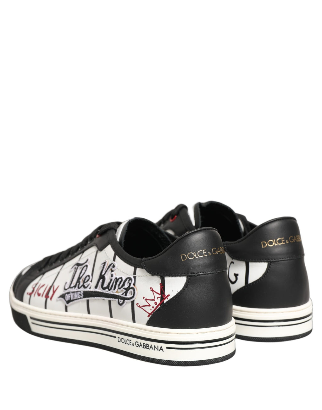 Dolce & Gabbana White Black DG Logo King Patch Low-Top Sneaker Shoes Dolce & Gabbana