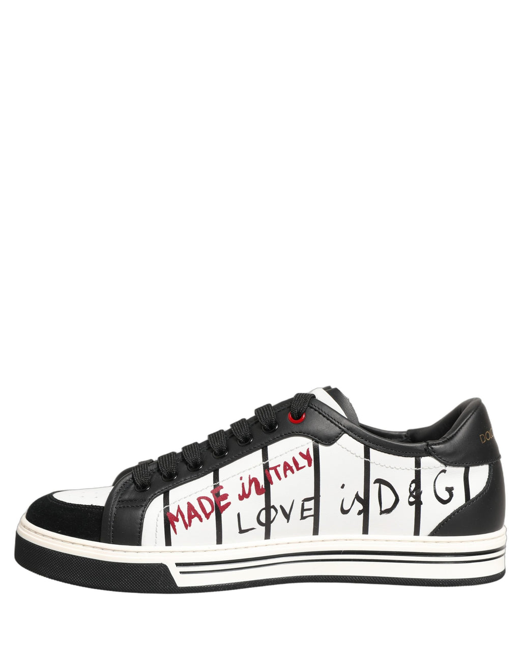 Dolce & Gabbana White Black DG Logo King Patch Low-Top Sneaker Shoes Dolce & Gabbana