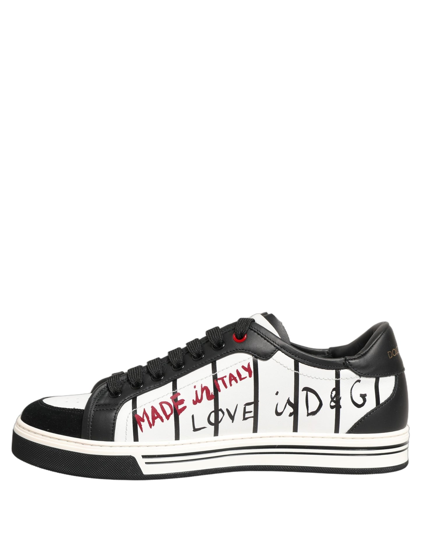 Dolce & Gabbana White Black DG Logo King Patch Low-Top Sneaker Shoes Dolce & Gabbana