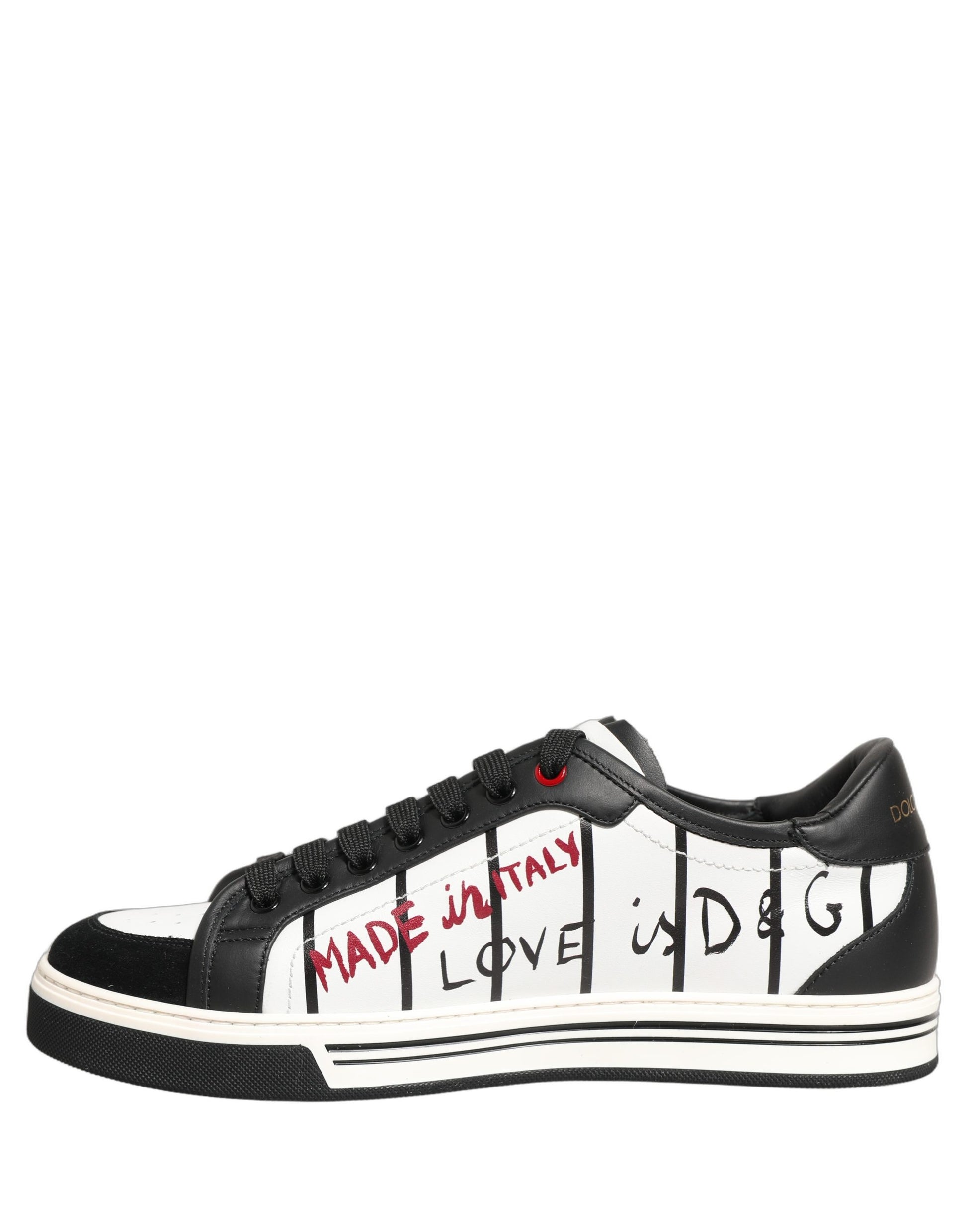 Dolce & Gabbana White Black DG Logo King Patch Low-Top Sneaker Shoes Dolce & Gabbana