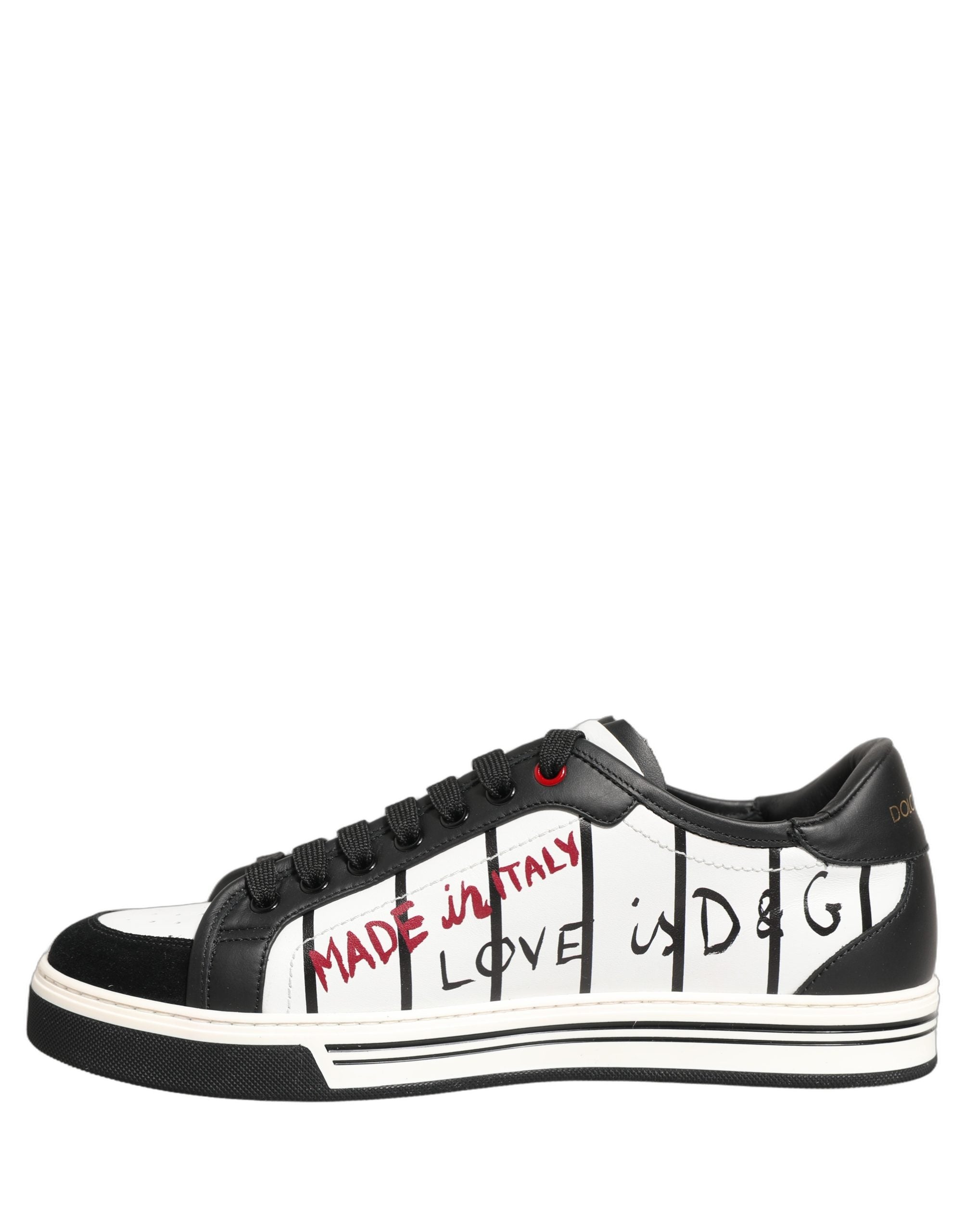 Dolce & Gabbana White Black DG Logo King Patch Low-Top Sneaker Shoes Dolce & Gabbana