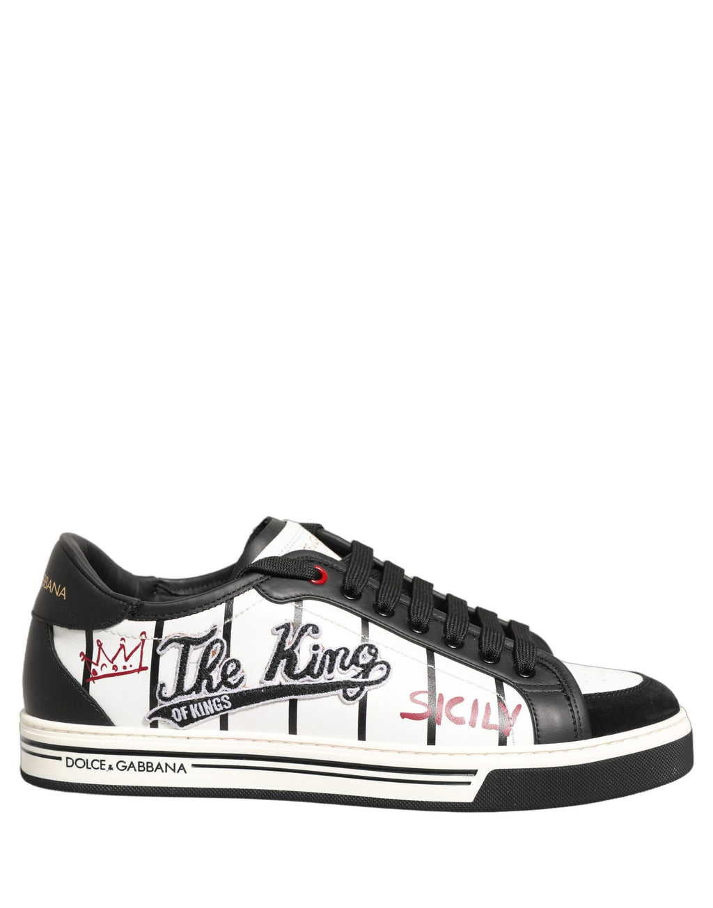 Dolce & Gabbana White Black DG Logo King Patch Low-Top Sneaker Shoes Dolce & Gabbana