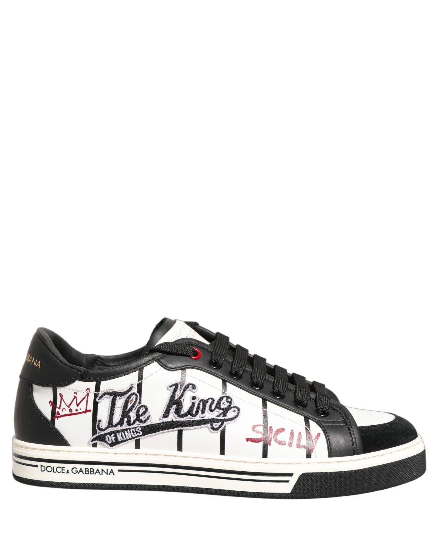 Dolce & Gabbana White Black DG Logo King Patch Low-Top Sneaker Shoes Dolce & Gabbana