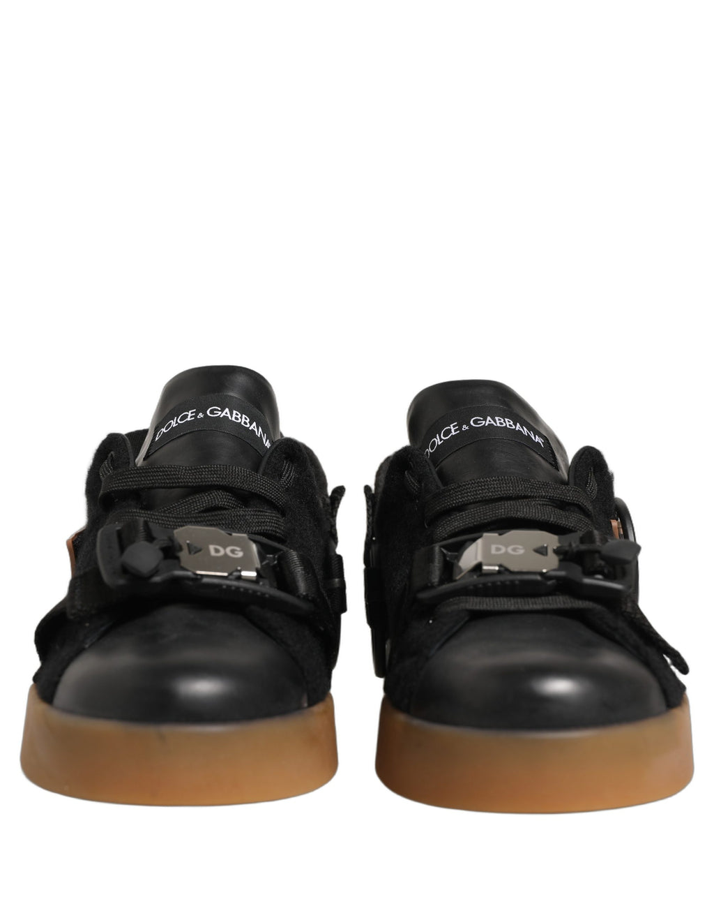Dolce & Gabbana Black Leather Low Trainers Men Sneakers Shoes Dolce & Gabbana