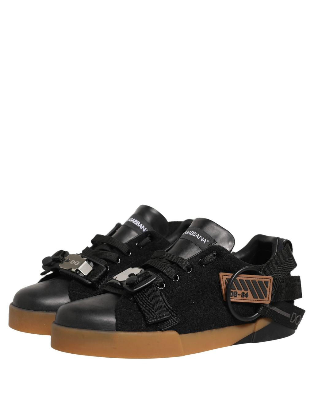Dolce & Gabbana Black Leather Low Trainers Men Sneakers Shoes Dolce & Gabbana