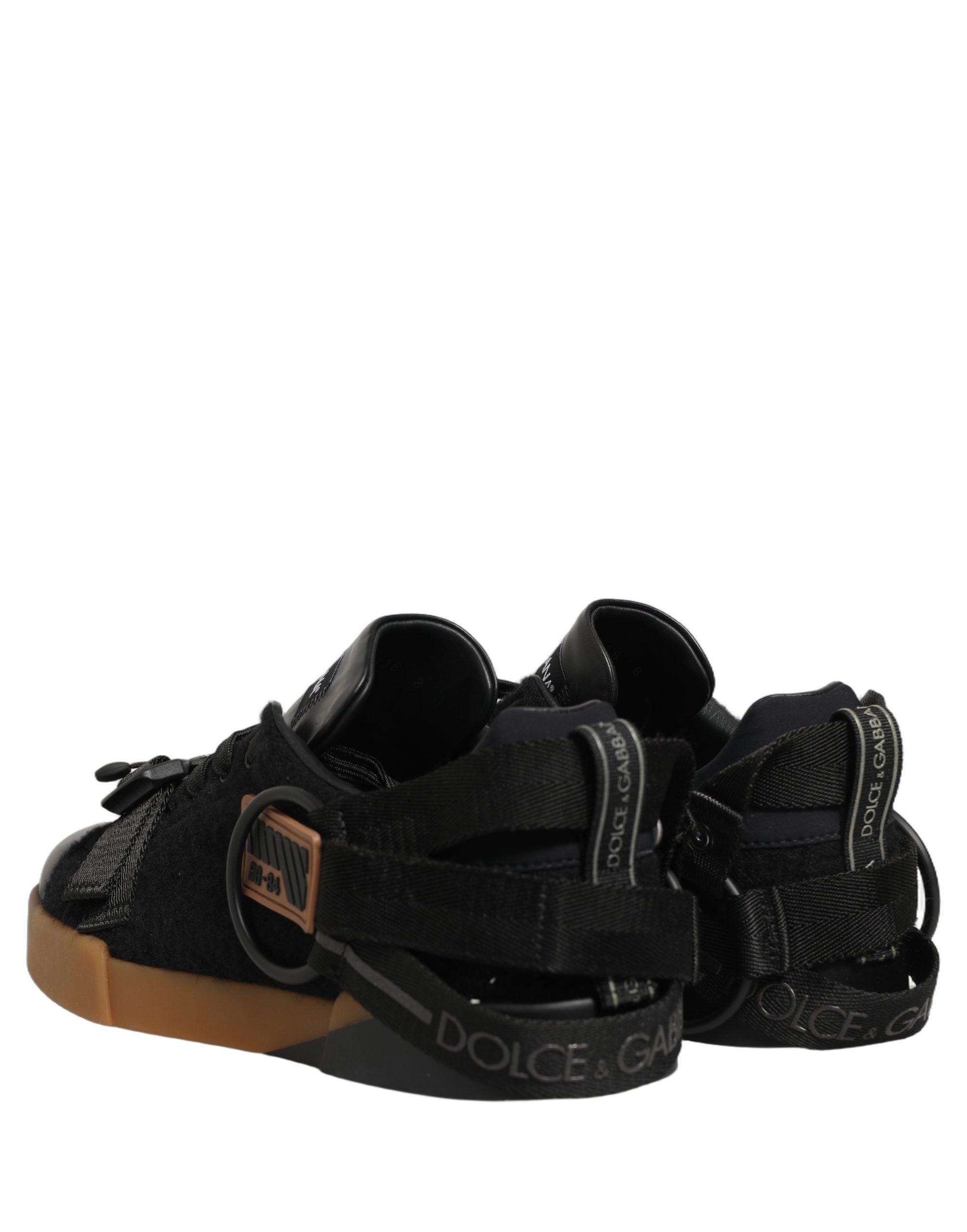Dolce & Gabbana Black Leather Low Trainers Men Sneakers Shoes Dolce & Gabbana