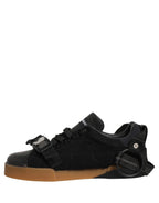 Dolce & Gabbana Black Leather Low Trainers Men Sneakers Shoes Dolce & Gabbana