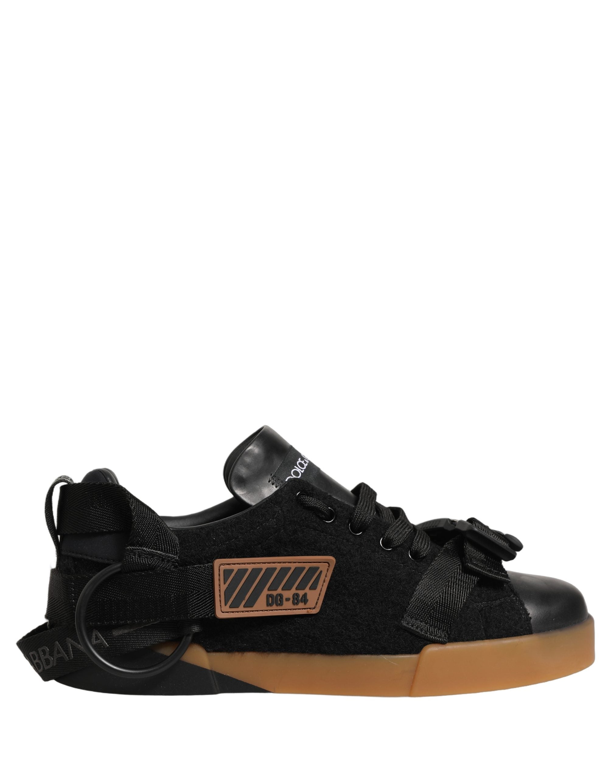 Dolce & Gabbana Black Leather Low Trainers Men Sneakers Shoes Dolce & Gabbana