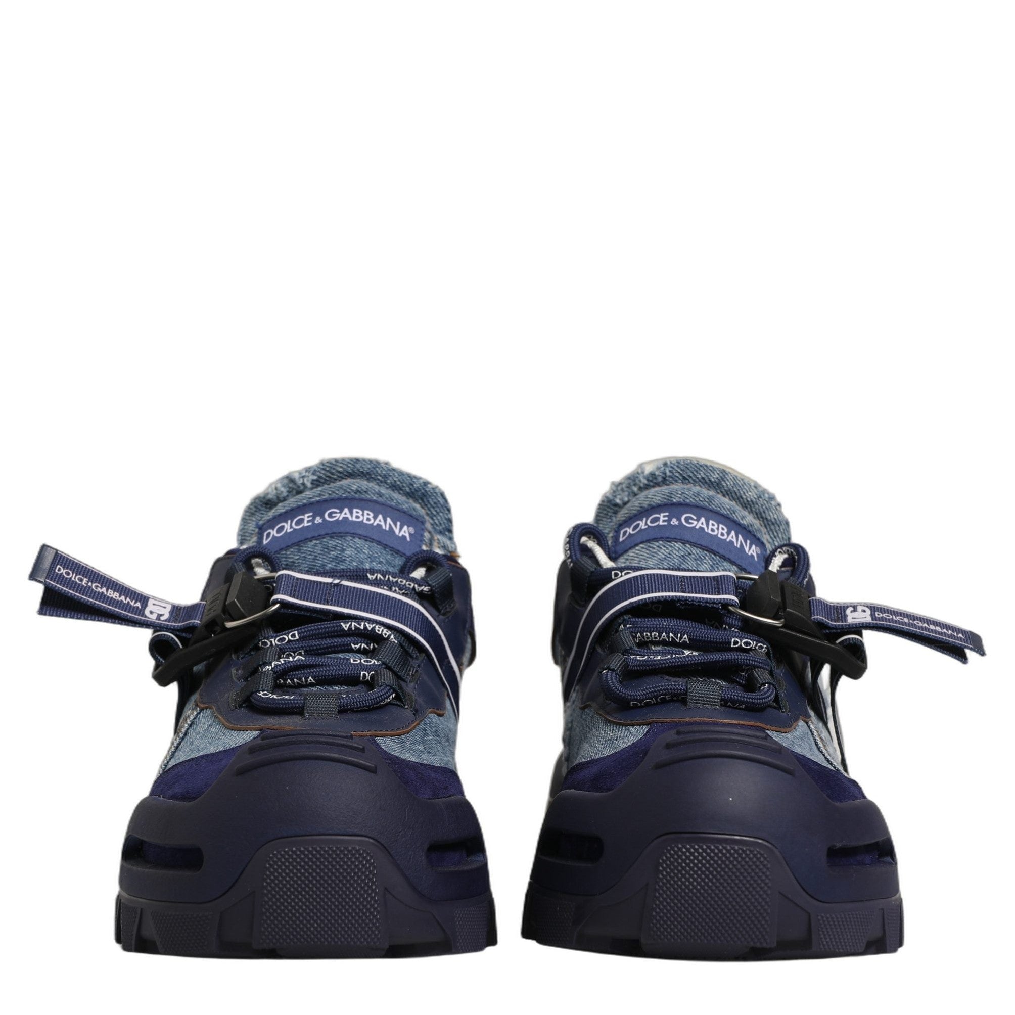 Dolce & Gabbana Blue Airmaster Panelled Low Top Denim Sneakers Shoes Dolce & Gabbana