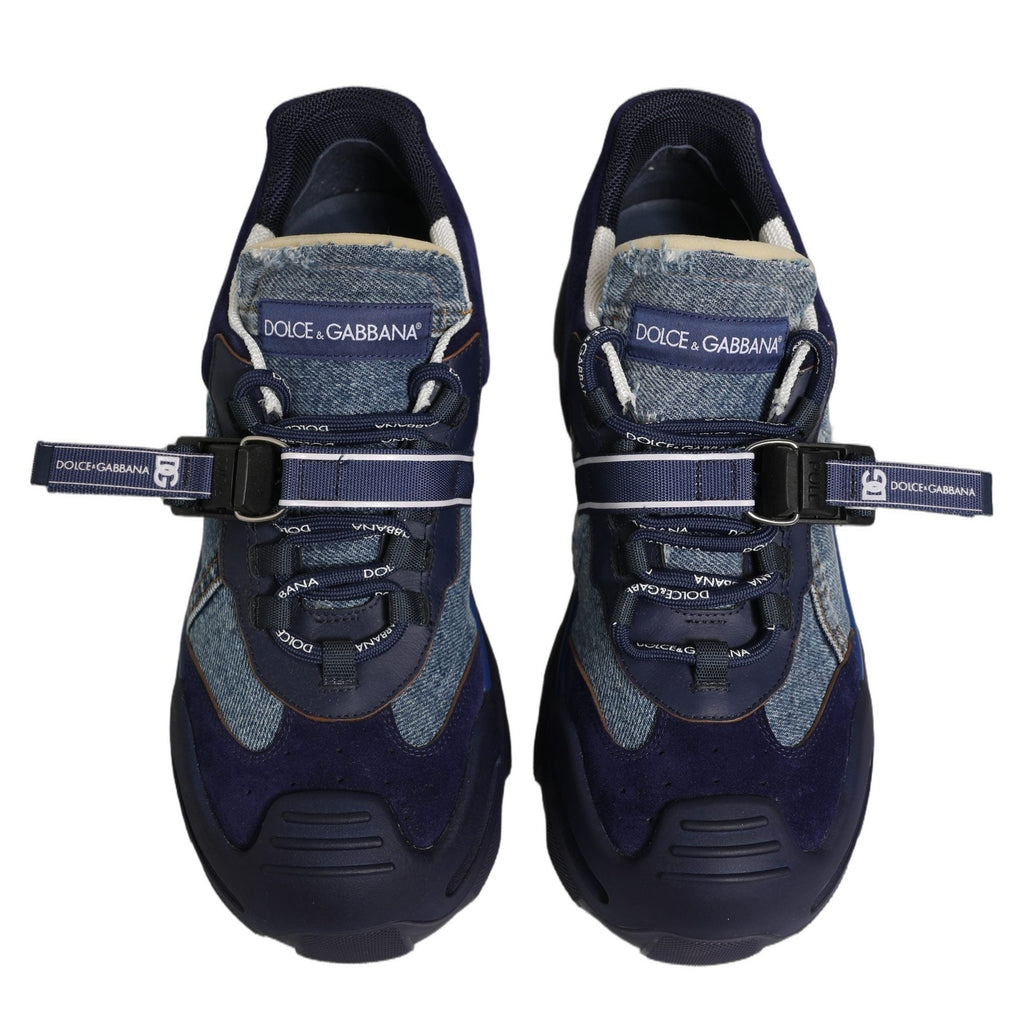 Dolce & Gabbana Blue Airmaster Panelled Low Top Denim Sneakers Shoes Dolce & Gabbana