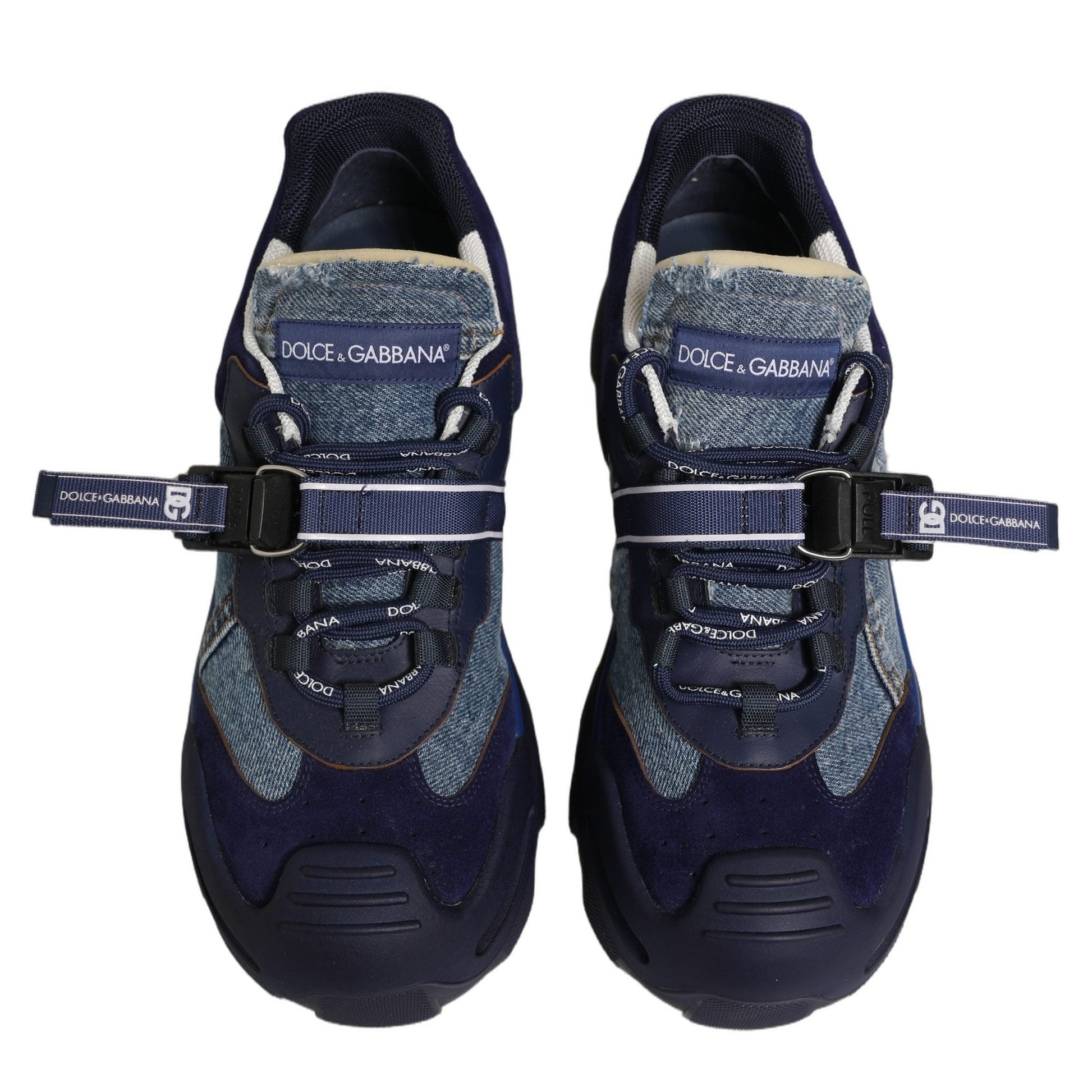 Dolce & Gabbana Blue Airmaster Panelled Low Top Denim Sneakers Shoes Dolce & Gabbana